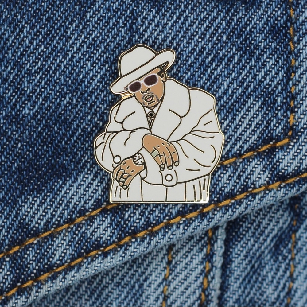 Tony Snow (pimp-c) player Stylish White and Gold Enamel Pin